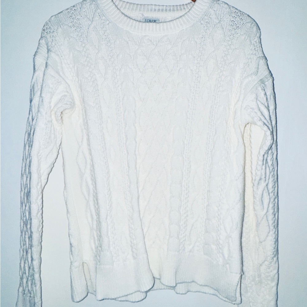J. Crew Ivory Cable Knit Sweater